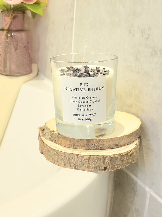 Rid negative energy crystal candle.